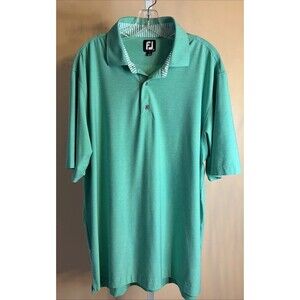 FootJoy FJ Pastel Mint Green 3-Button Short Sleeve Rugby Polo Golf Shirt Size XL